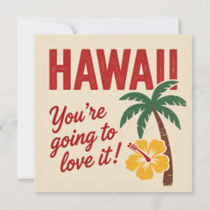 Vintage Retro Hawaiian Islands Travel Illustration Holiday Card