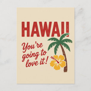 Vintage Retro Hawaiian Islands Travel Illustration Holiday Postcard