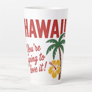 Vintage Retro Hawaiian Islands Travel Illustration Latte Mug