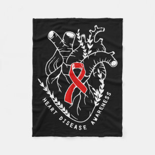 Vintage Retro Heart Disease Awareness Funny  Fleece Blanket