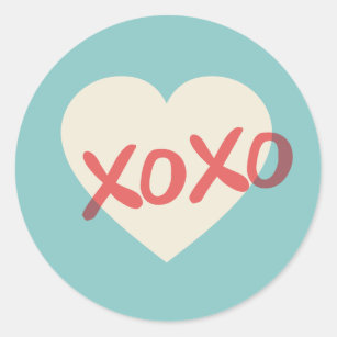 Vintage Retro Heart XOXO Valentine's Day Sticker
