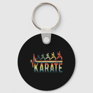 Vintage Retro Heartbeat Word Karate Kickboxing Cut Key Ring