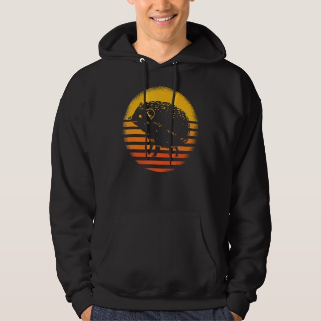 Vintage Retro Hedgehog Hoodie (Front)