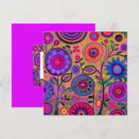 Vintage Retro Hippie Flower pattern Hot Pink