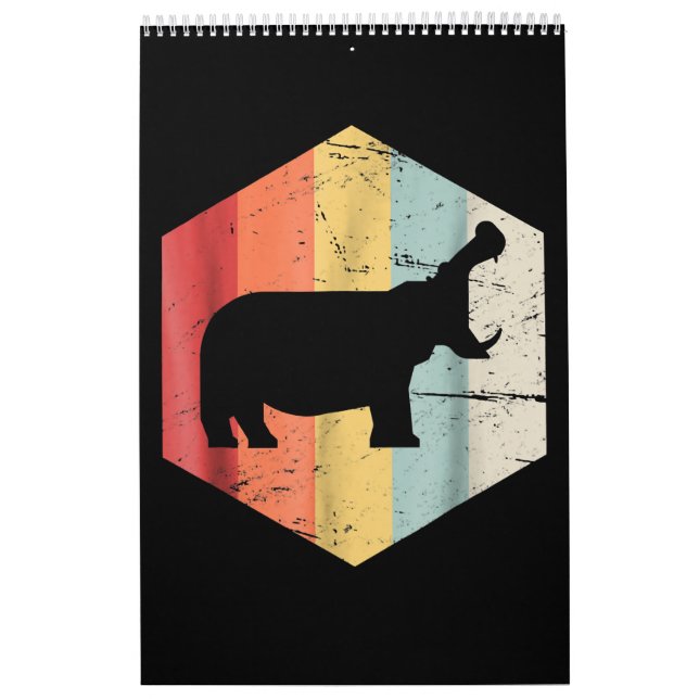 Vintage Retro Hippo Hippopotamus Lovers Gift Calendar (Cover)
