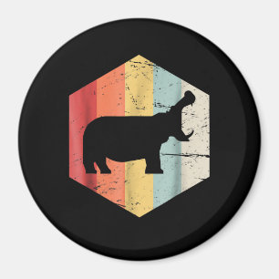 Vintage Retro Hippo Hippopotamus Lovers Gift Magnet