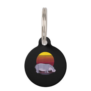 Vintage Retro Hippo Lover Hippopotamus Lover Pet Tag