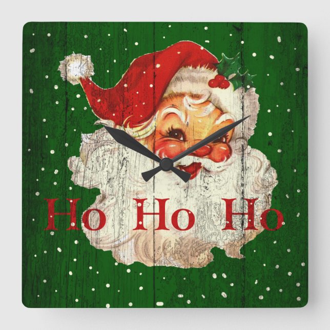 Vintage Retro Ho Ho Ho Santa Claus Clock (Front)