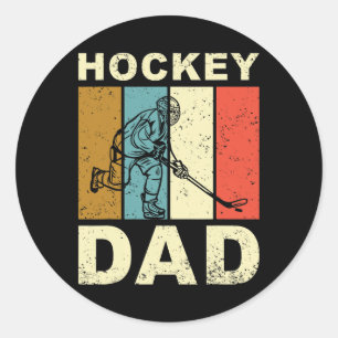 Vintage Retro Hockey Dad Father's Day Classic Round Sticker