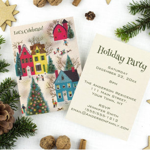 Vintage Retro Holiday Christmas Party Invitation