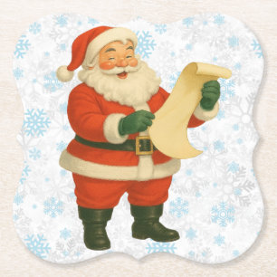 Vintage/retro holly jolly Santa Paper Coaster