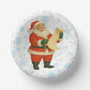 Vintage/retro holly jolly Santa Paper Plate