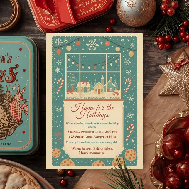 Vintage Retro Home for the Holidays Invitation (Creator Uploaded)