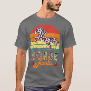 Vintage Retro Horse Auntie Flowers Leopard Horse F T-Shirt