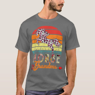 Vintage Retro Horse Grandma Flowers Leopard Horse T-Shirt