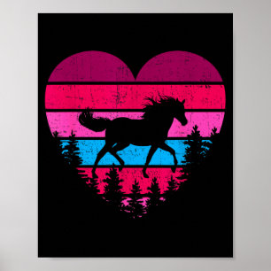 Vintage Retro Horse Heart Valentine Gifts For Hors Poster