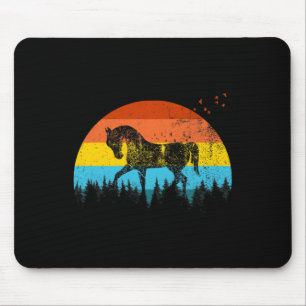 Vintage Retro Horse In The Forest - Horseback Ridi Mouse Pad