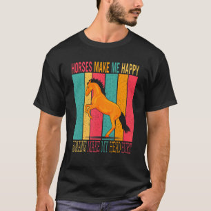 Vintage Retro Horses Make Happy Humans Make Head H T-Shirt