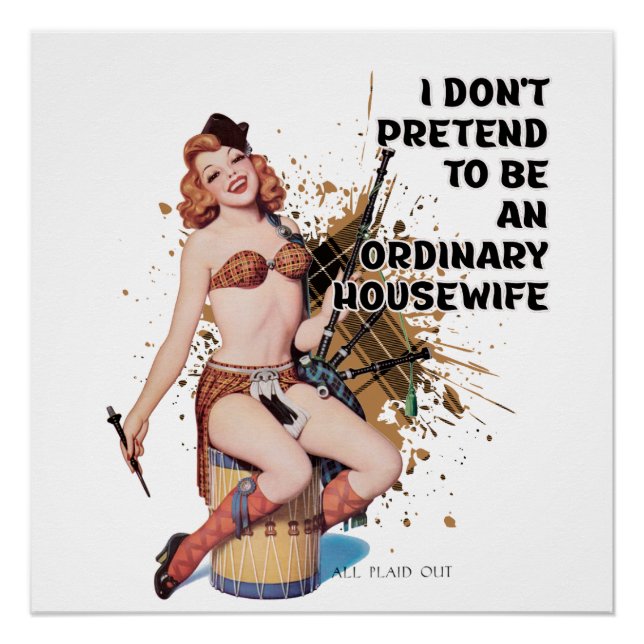 Vintage Retro Housewife Humour Pin-up Girl Poster (Front)