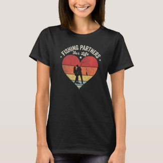 Vintage Retro Husband And Wife Fishing Partners Fo T-Shirt