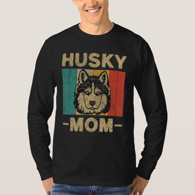 Vintage Retro Husky Mom Dog Owner T-Shirt (Front)