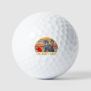 Vintage Retro I Do What I Want My Black Cat Lovers Golf Balls
