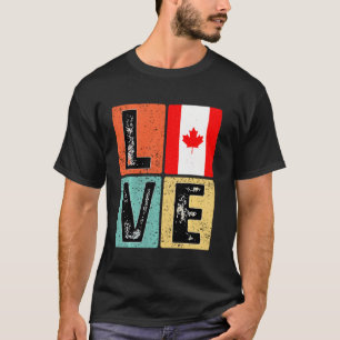Vintage Retro I Love Canada Flag For Canadian Prid T-Shirt