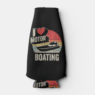 Vintage Retro I Love Motor Boating Funny Boater Bottle Cooler