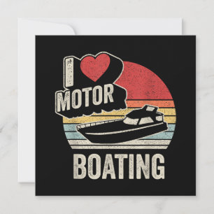 Vintage Retro I Love Motor Boating Funny Boater Invitation