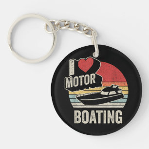 Vintage Retro I Love Motor Boating Funny Boater  Key Ring