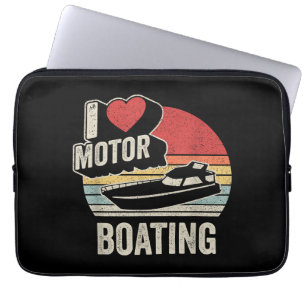 Vintage Retro I Love Motor Boating Funny Boater  Laptop Sleeve