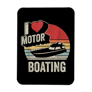 Vintage Retro I Love Motor Boating Funny Boater Magnet