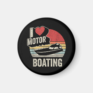 Vintage Retro I Love Motor Boating Funny Boater Magnet