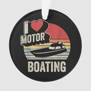 Vintage Retro I Love Motor Boating Funny Boater Ornament
