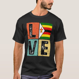 Vintage Retro I Love Zimbabwe Flag For Zimbabwean T-Shirt