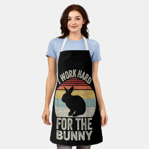 Vintage Retro I Work Hard For The Bunny Apron