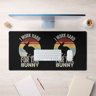 Vintage Retro I Work Hard For The Bunny Desk Mat