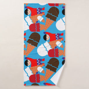 Vintage Retro Ice Cream Art Bath Towel