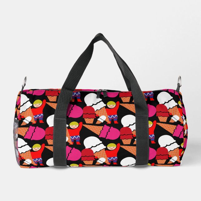 Vintage Retro Ice Cream Art Duffle Bag (Back)