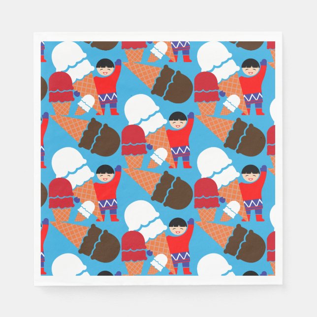 Vintage Retro Ice Cream Art Napkin (Front)