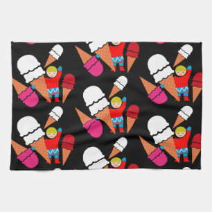 Vintage Retro Ice Cream Art Tea Towel