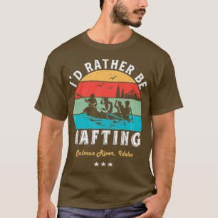 Vintage Retro Id Rather Be Water Rafting Salmon T-Shirt