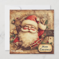 Vintage retro illustration Santa Claus ho ho ho