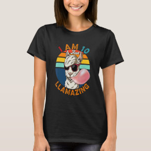 Vintage Retro I'm 10 And Llamazing Llama Sunglasse T-Shirt