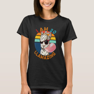 Vintage Retro I'm 20 And Llamazing Llama Sunglasse T-Shirt