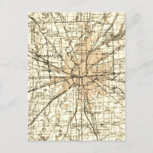 Vintage Retro Indianapolis Map Postcard