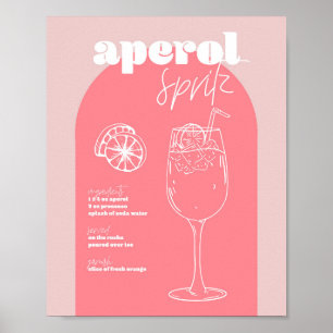 Vintage Retro Inspired Aperol Spritz Recipe Pink Poster