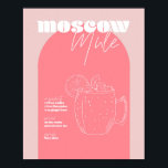 Vintage Retro Inspired Moscow Mule Recipe Pink and Poster<br><div class="desc">Vintage Retro Inspired Moscow Mule Recipe Pink and Dark Pink</div>