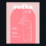 Vintage Retro Inspired Vodka Soda Recipe Pink and  Poster<br><div class="desc">Vintage Retro Inspired Vodka Soda Recipe Pink and Dark Pink</div>