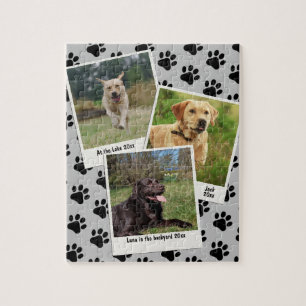 Vintage Retro Instant 3 Pet Photo Frame Paw Prints Jigsaw Puzzle